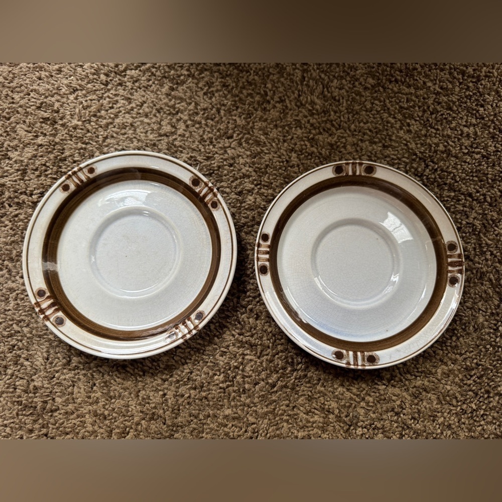 Erin Stone Hand Painted Set of 2 Promise T. 1055 Saucers